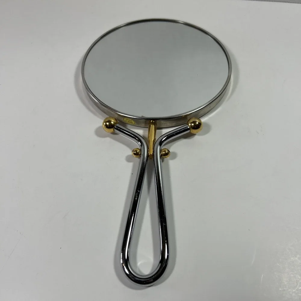vintage personal mirror With Handle Silver‎ & Gold
